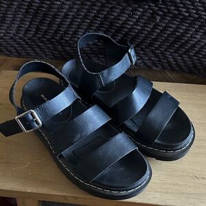 Black Strappy Sandals with Buckle